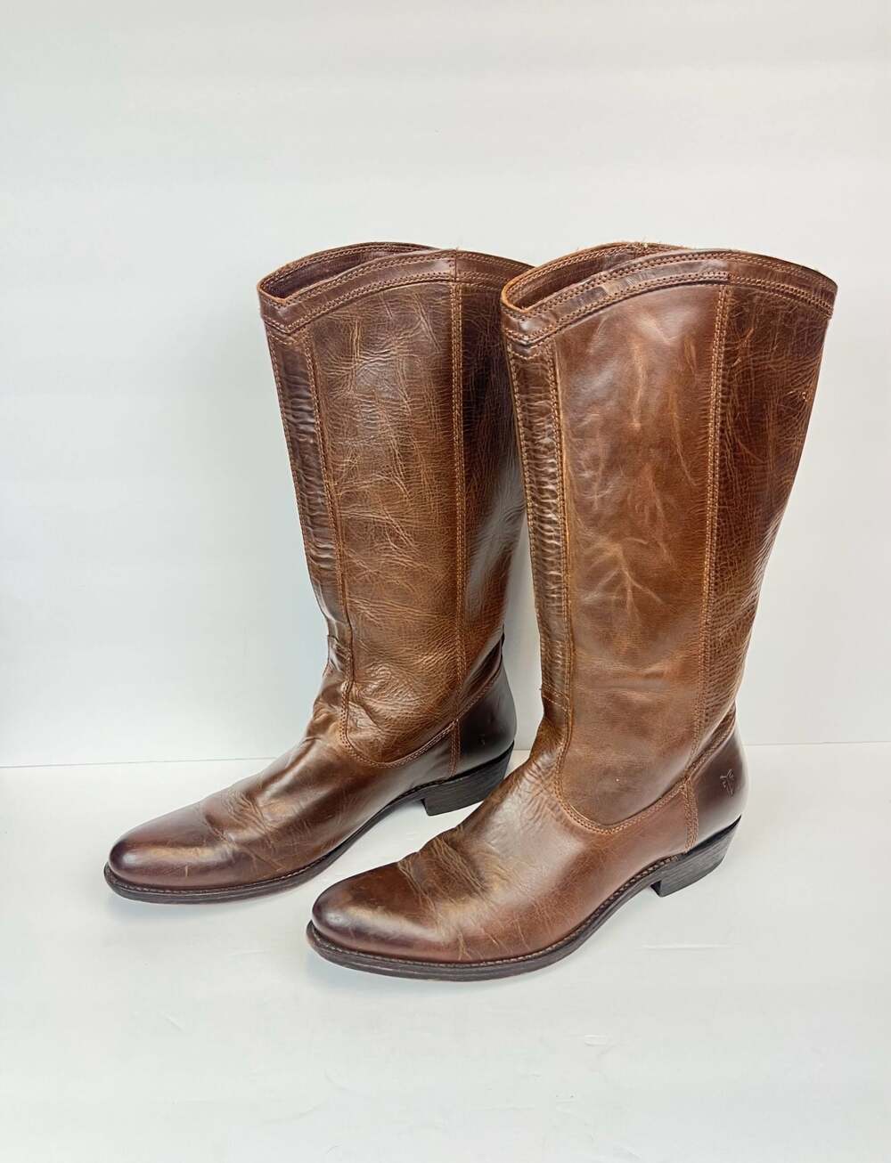 Frye Women's Western Style Riding Boots in Distressed Brown Leather Size 8.5B